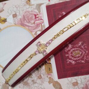 18k Goldplated virgin mary cross bracelet